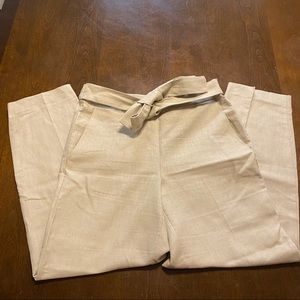 J Crew tan tie-belt paperbag pants